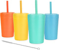 Homestockplus Reusable Wheat Straw Cups with Lids and Silicone Straws, 10 Oz Chip Resistant E-Co Friendly Small Water Cups for Milk, Drinks, Smoothies - 4 Colors