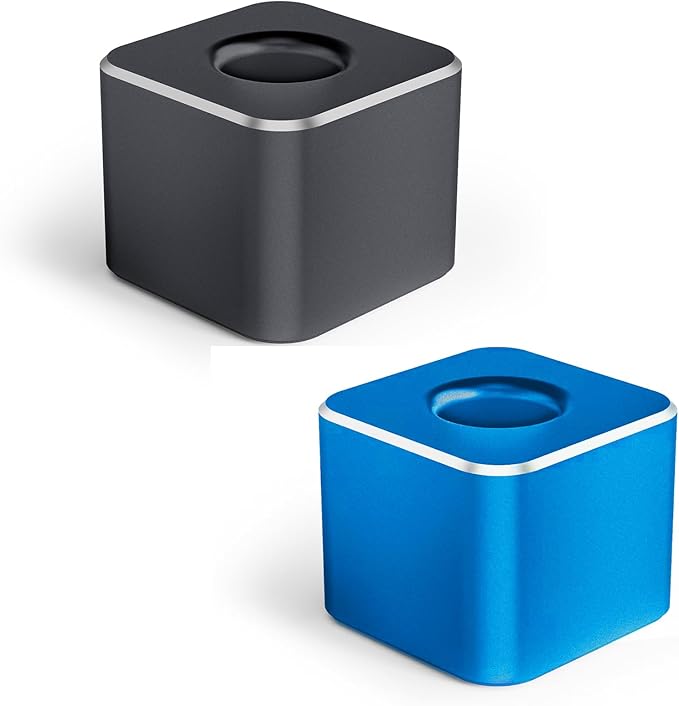 Aluminum Single Hole Pen Stand - Durable Fountain Pen Holder for Desk Display, Non - Slip Base, Minimalist Office/Home Organizer(Black+Blue,2P)