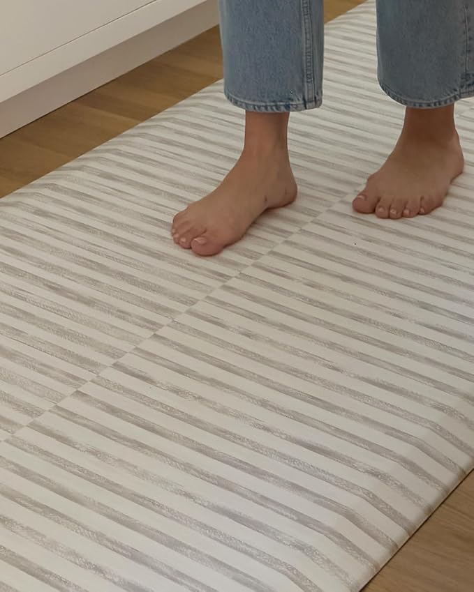House of Noa Nama Standing Mat – Anti-Fatigue Cushioned Kitchen Mats for Floor | Ergonomic Bounce-Back Foam Kitchen Mats | Anti-Fatigue Mats for Kitchen & Standing |Reese Bark | 22" x 36"
