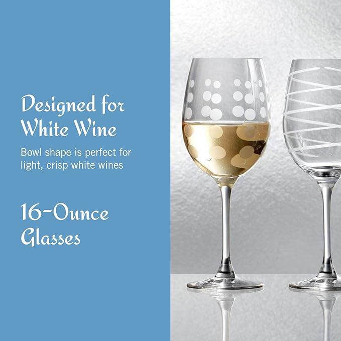 Mikasa Cheers White Wine Glasses Set of 4, 16-Ounce Elegant Glassware, Durable and Dishwasher Safe, Perfect for Everyday or Entertaining