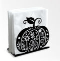 Pumpkin Flower Decorative Black Metal Napkin Holder for Table, 5.3" x 4.9" x 1.9" Fall Thanksgiving Standing Napkin Holder for Home Kitchen Restaurant Picnic Party Coffee Bar Dining Room