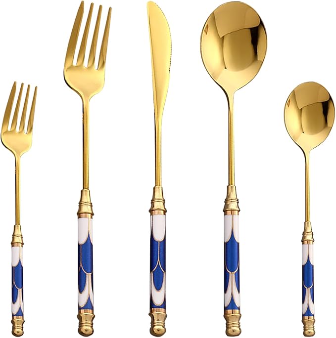 30-piece Silverware Set With Ceramic Handle, Premium Food Grade Stainless Steel Flatware Sets, Mirror Polished Cutlery Set, Dishwasher Safe (for 6 People)