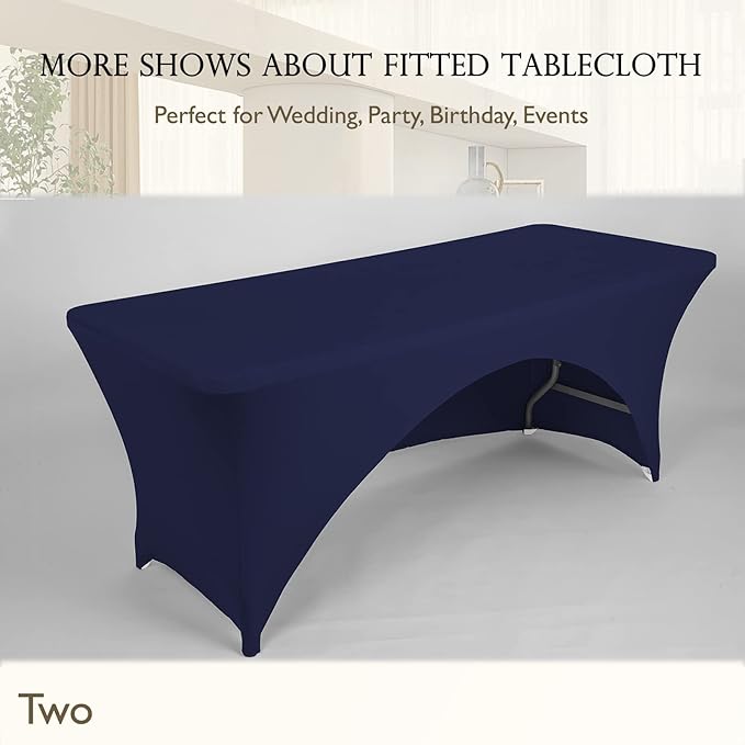 Spandex Table Cover 4 ft. Fitted Polyester Tablecloth Stretch Table Cover Table Topper Open Back - Navy