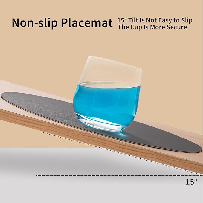 Myir JUN Round Placemats Set of 4 Faux Leather Place Mats and Coasters 15 inch Round Table Mats Dual Sided Non-Slip Stain Resistant Placemats (Gray & Beige, Set of 4)