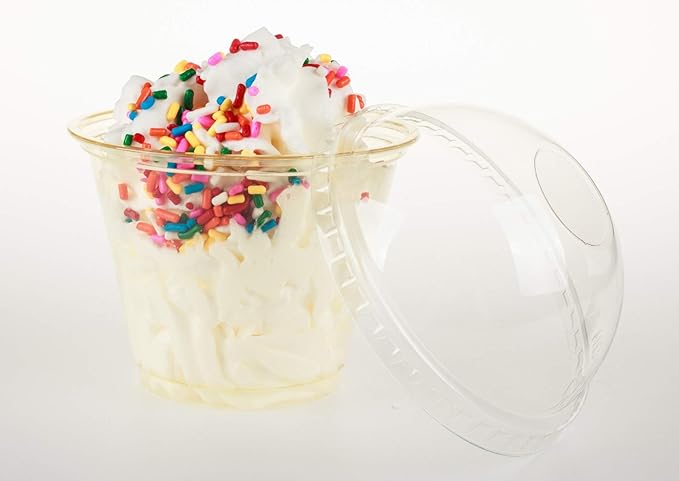 Golden Apple, 9oz-50sets Yellow Plastic Cups with Clear Dome lids No Hole