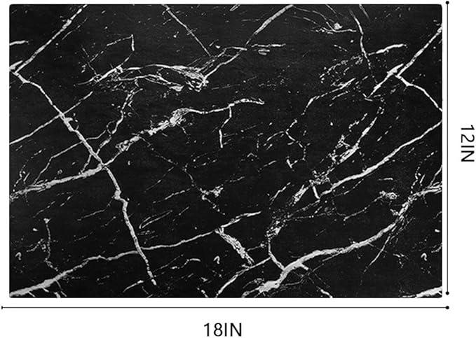 Marble Leather Placemats for Dining Table Waterproof Set of 4 Marble Decor for Kitchen Table Easy to Clean PU Place Mats for Dinning,Office (Marble（Black）)