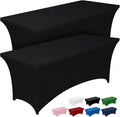Pureegg Spandex Tablecloth 8ft - 2 Pack, Fitted and Tight Cloth for Rectangle Table, Wrinkle-Free and Stretch Table Cover for Party, Wedding, Banquet and Birthday, Black