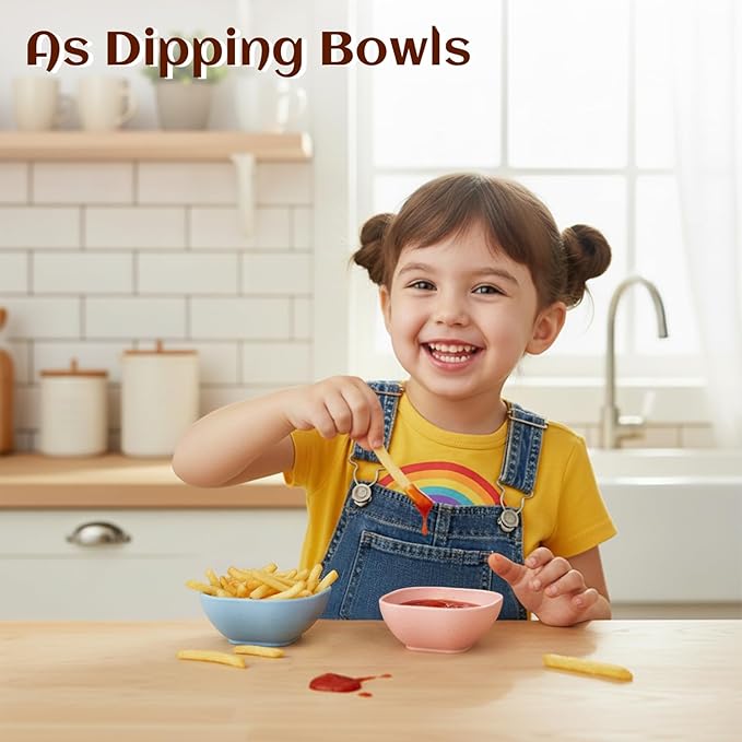 Soy Sauce Dish 5 OZ, Small Bowls for Dip, Unbreakable Chip and Dip Bowl, Wheat Straw Bowl Sets of 6, Dipping Sauce Cups for Party, Kitchen, Dishwasher Safe Dipping Bowls for Ketchup - Colorful