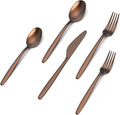JazzUpCo Tia Flatware non toxic 18/10 stainless steel dishwasher safe (Matte Rose Gold, 4 Person Set (20 Pieces))