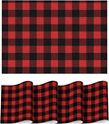 Artoid Mode Buffalo Plaid Vinyl Placemats Set of 4, 12x18 Inch Washable Non-Slip Heat Resistant Plastic Place Mats for Party Dining Table, Black/Red
