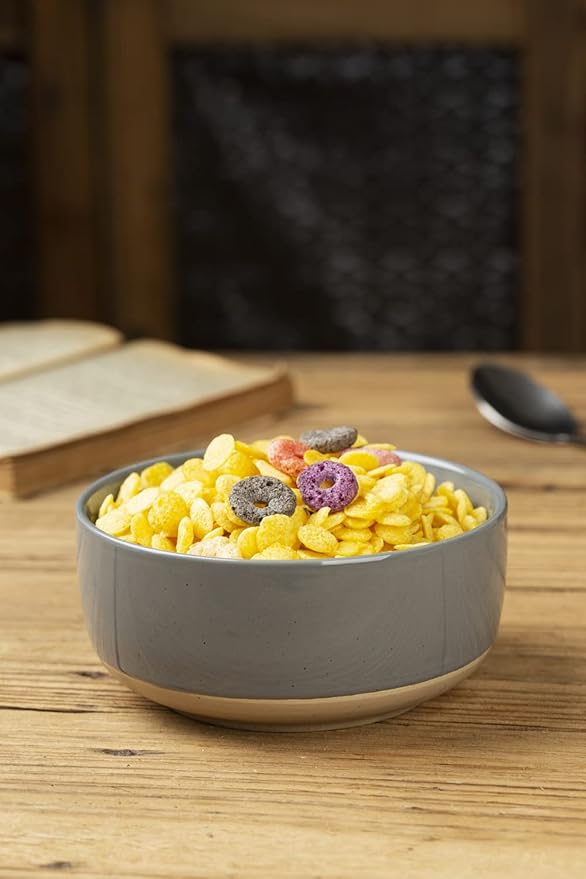 famiware Milkyway Cereal Bowl, Soup Bowls for 6, 25 Ounce Bowls Set for Kitchen, Bowl Set for Cereal Soup Rice Pasta Salad Oatmeal, Dark Gray