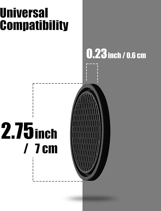 4 Pack Car Cup Coasters, Universal Non-Slip Silicone Cup Holder Inserts, Car Interior Accessories, Black
