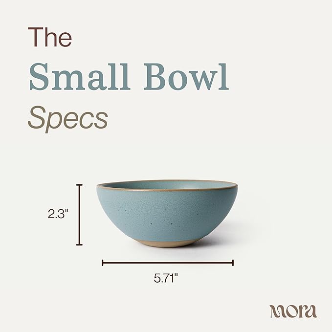 MORA Small Bowls Set of 4, 16oz Ceramic Pottery Dessert Bowls - Microwave, Oven and Dishwasher Safe - Iris