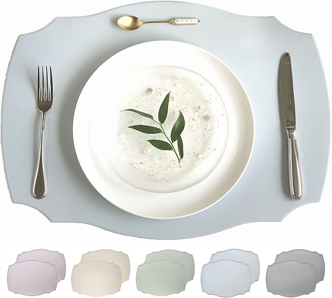 Rommy & Co. Premium Silicone Placemats, Set of 2 (Misty Blue)