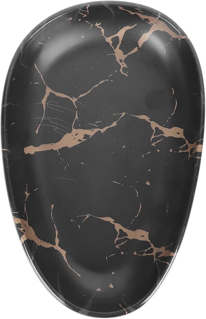 Marble Pattern Oval Dinner Plate 10.2 Inch Imitation Porcelain Steak Plate Western Tableware Fruit Storage Tray for Home Dining