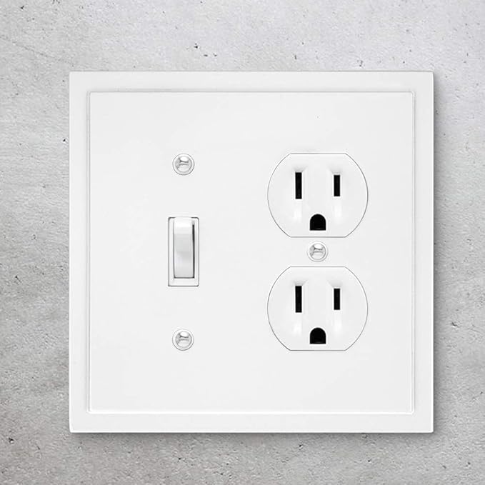 Henne Bery Modern Edge Decorative Wall Plate Switch Plate Outlet Cover, Durable Solid Zinc Alloy (Toggle/Duplex, White)