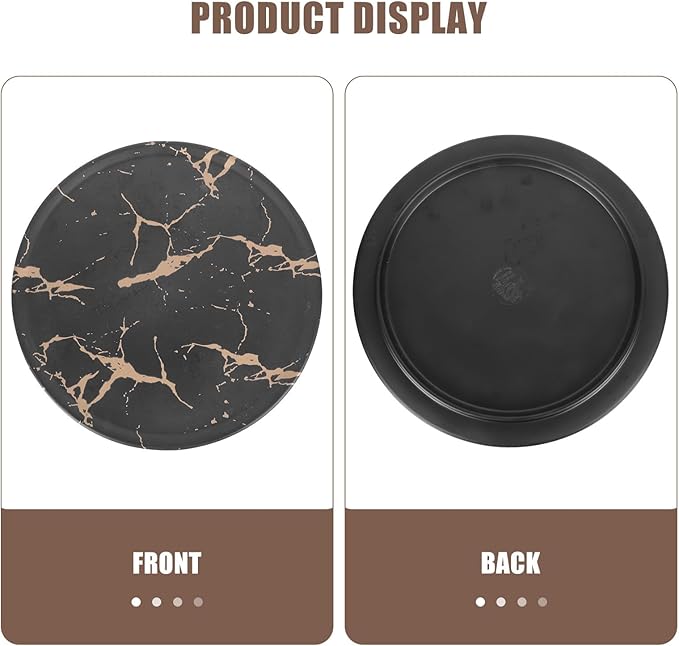 VALICLUD Creative Marble Pattern Steak Plate 10.2-inch round Imitation Porcelain Western Dinnerware Snack Dessert Tray for Household Dining and Entertaining