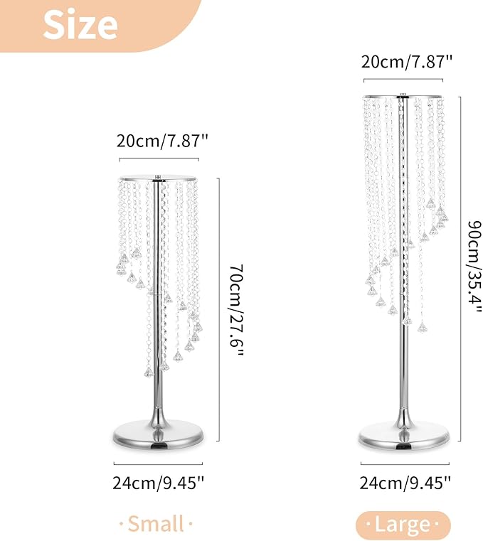 Nuptio Wedding Centerpieces Silver Vases: 10 Pcs 35.4in Tall Crystal Flower Vase Metal Flowers Stand for Party Tables Decorations - Elegant Bulk Weddings Decoration Table Chandelier Centerpiece stands