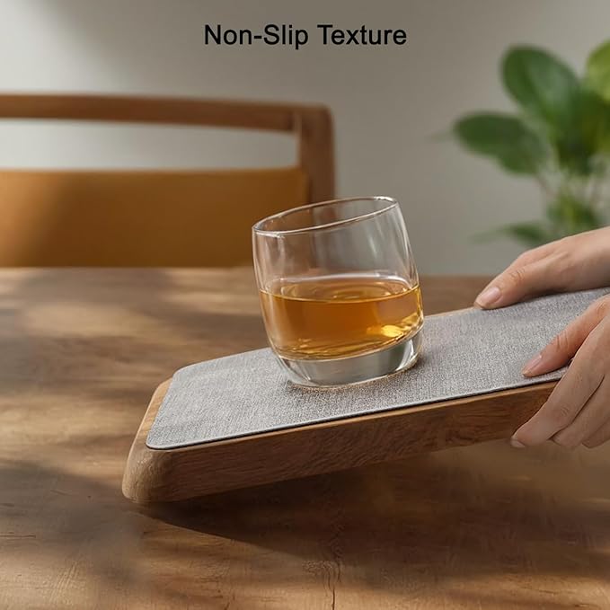 Myir JUN Reversible Vinyl Placemats Set of 6, Faux Leather Place Mats Dual Sided Waterproof Oilproof Wipeable, Heat-Resistant Table Mats for Kitchen Dining Indoor Outdoor (12" x 17", Light Gray Beige)