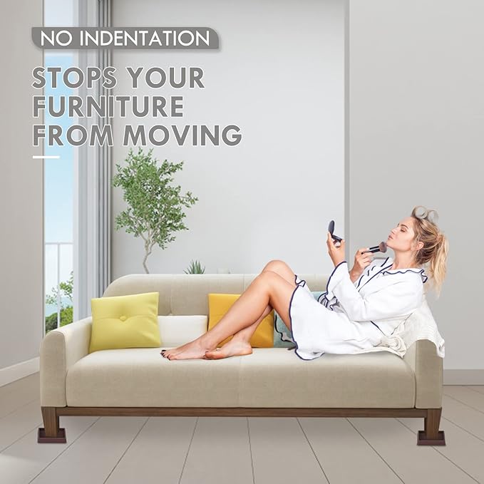 2X2 Rubber Caster Cups, Non Slip Furniture Pads, Anti-Slip Gripper, Anti Skid Furniture Feet, Anti Slide Floor Protector for Bed Couch Table Chair Stoppers - 12 Pack, Black
