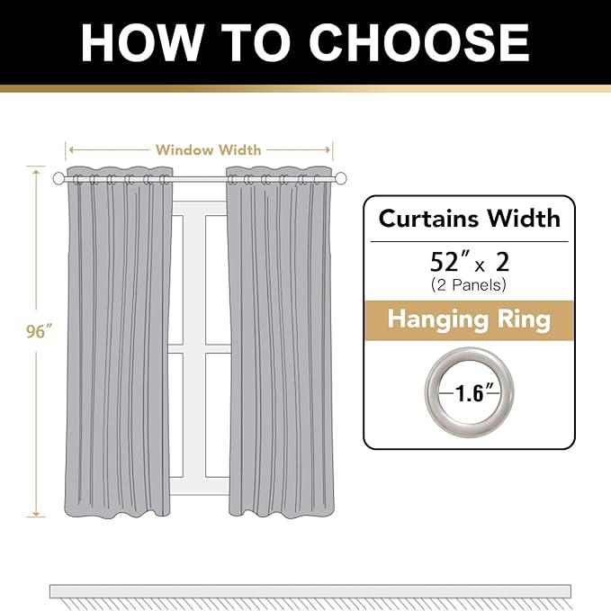 PrinceDeco Nature Linen Blackout Curtains 96 Inch Long Thermal Insulated Draperies Sun Block & Room Darkening Curtains for Bedroom Windows with Nickel Grommet(2 Panels Set,Heathered Natural)