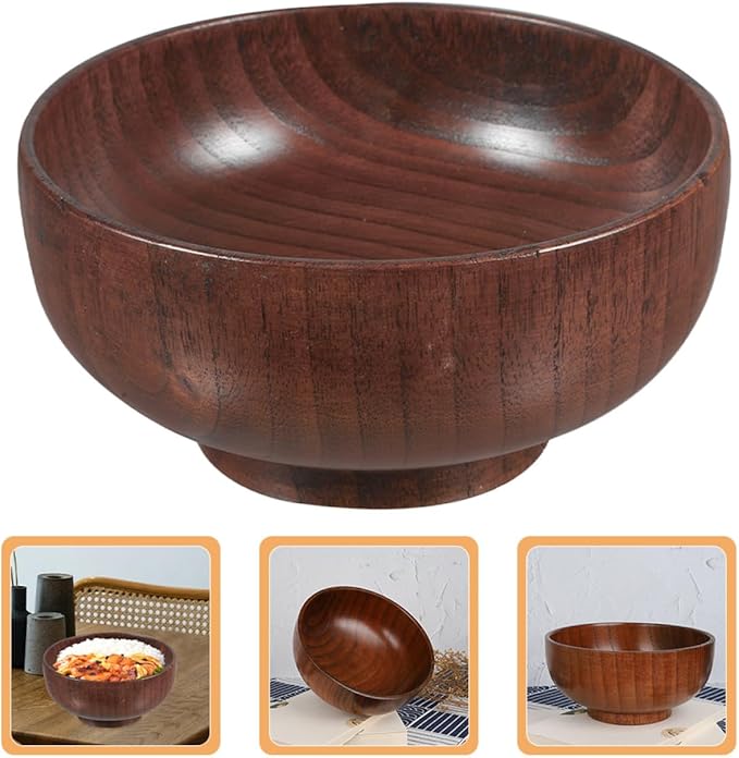 Large 16cm Wooden Salad Bowl Heat-resistant Wood Serving Bowl for Kitchen and Dining Multipurpose Food for Salad Fruit and Bread Sturdy Smooth Finish