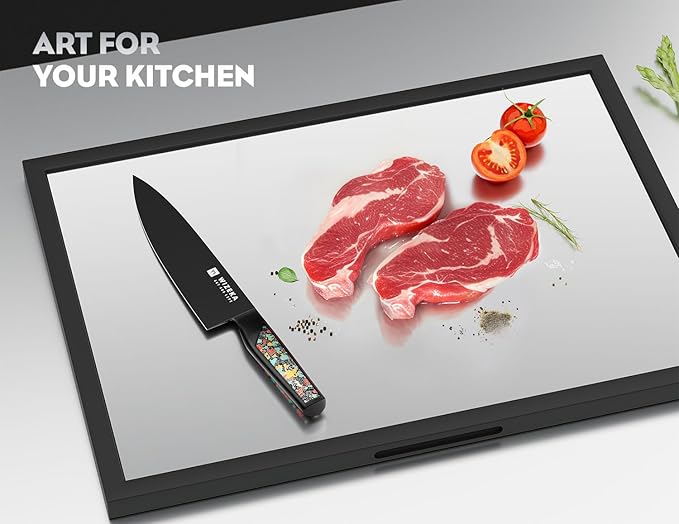 WIZEKA Chef Knife: 8 Inch: Extreme Sharp Kitchen Knife: Full Tang High Carbon Stainless Steel: Chef's knife with Ergonomic Handle with Unique Patterns,Art Life Series