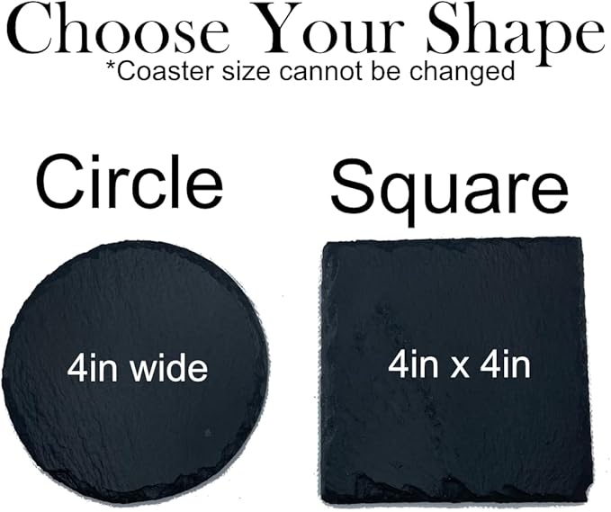 Custom Engraved Personalized Stone Coaster (Set of 4), Custom Wedding Gifts, Home Decor, Bar Table Decor, Drink Slate Coaster Set