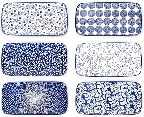 Selamica Ceramic 12 Inch Serving Platters Set of 6, Vintage Blue by Selamica