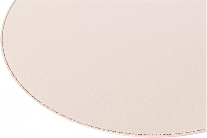 Nikalaz Round Placemats Set (Pack of 4) Recycled Leather Table Mats 15 inches, Kitchen Dining Table Decor by Nikalaz (Creamy White/Beige with Light Pink Nuance)