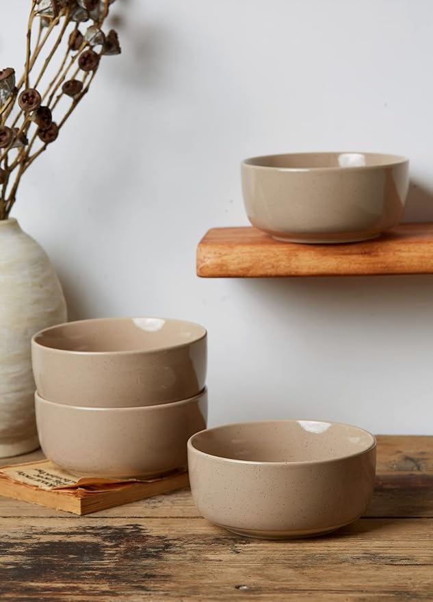 famiware Milkyway Cereal Bowl, Soup Bowls for 6, 25 Ounce Bowls Set for Kitchen, Bowl Set for Cereal Soup Rice Pasta Salad Oatmeal, Cinnamon Brown
