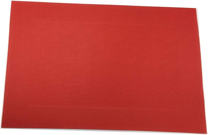 Gugrida Vinyl Red Placemats Heat Resistant Dining Table Mats Non-Slip Washable Place Mats Set of 6 （Red）