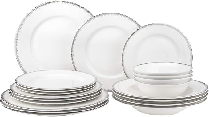 EURO Porcelain 20-pc. Dinner Set Service for 4, 24K Gold-plated Luxury Bone China Tableware ("Sherry" 5669-20P)