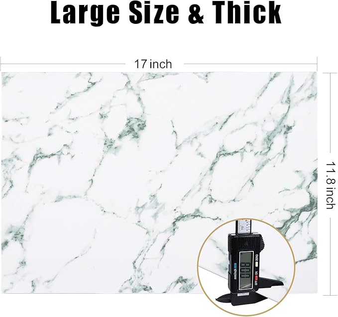 Homaxy Faux Leather Heat Resistant Placemats for Dining Table Set of 8, Waterproof Wipeable Washable PU Table Mats, Easy to Clean Anti-Slip Place Mats, 11.8" x 17", Marble