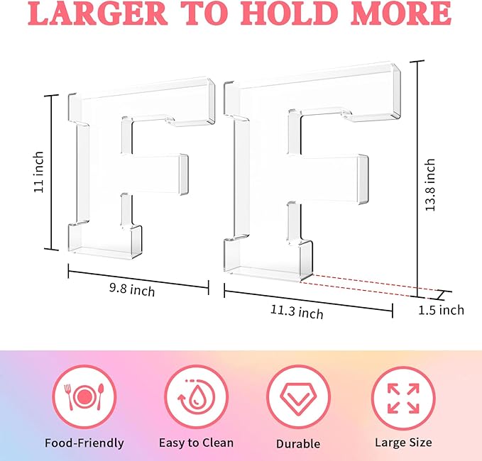 13.8" Acrylic Letter Charcuterie Tray, Charcuterie Letters Fillable Box for Food, Reusable Serving Cake Candy Dish Display Tray for Birthday Anniversary Party Decoration (Letter F)