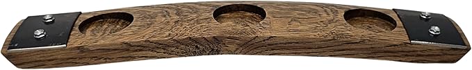 Barrel Stave Premium 3 Glass Whiskey Flight Serving Tray with Glencairn Glasses, Dark Walnut