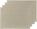 Solino Home Linen Placemats Set of 4 - Vintage Khaki Placemats 14 x 19 Inch - 100% Pure Linen Table Place Mats for Spring, Easter - Fete