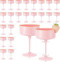 XUWAIDSGN 24 Pcs Champagne Martini Glasses 9 Oz with Gilded Removable Gold Rim Coupe Glasses Pink Martini Glasses Plastic Mimosa Vintage Coupe Glasses Set For Wedding Anniversary (24, Solid Pink)