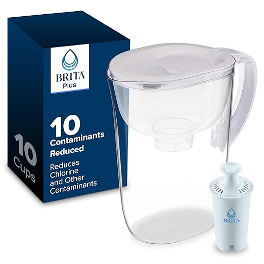 Brita Large 10 Cup Water Filter Pitcher, 1 BritaPlus Filter, Everyday, Clear (Package May Vary)