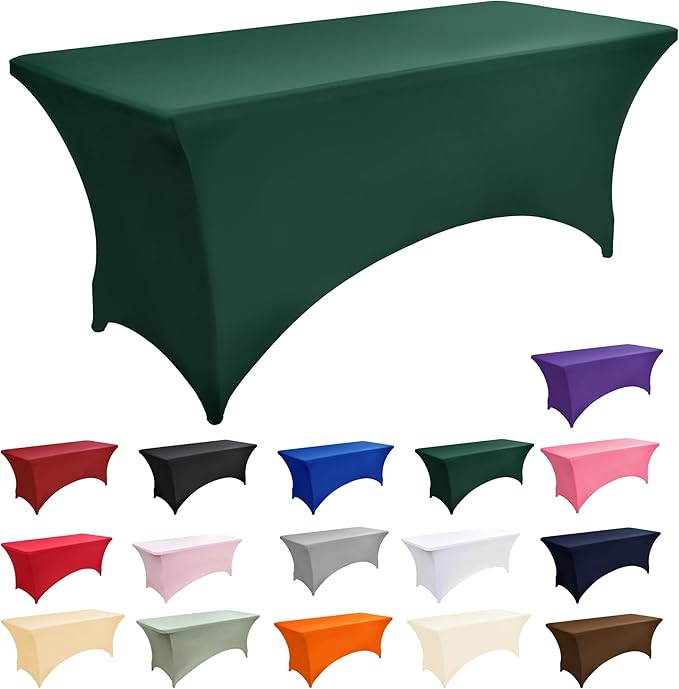2-Pack 4ft Spandex Table Covers for Rectangular Folding Tables - Wrinkle Resistant Stretch Tight Table Cloths - Ultimate Fitted Table Protector for Parties, Banquet, and Wedding