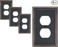 4-Pack Single Duplex Outlet Cover Plate, Decorative Aged Bronze Switch Plates and Outlet Covers, Metal Wall Plates for Electrical Outlets, 1 Gang Receptacle Cover, Corrosion Resistant