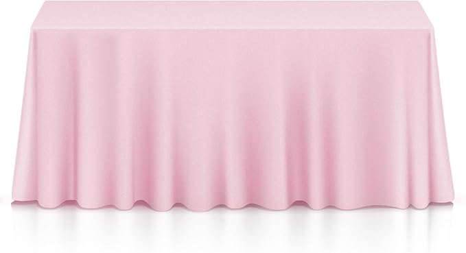 Lann's Linens 90 x 156 Inch Rectangular Tablecloth, Washable Polyester Fabric Table Cloth for Dining Tables, Parties, Restaurants, Weddings - Pink
