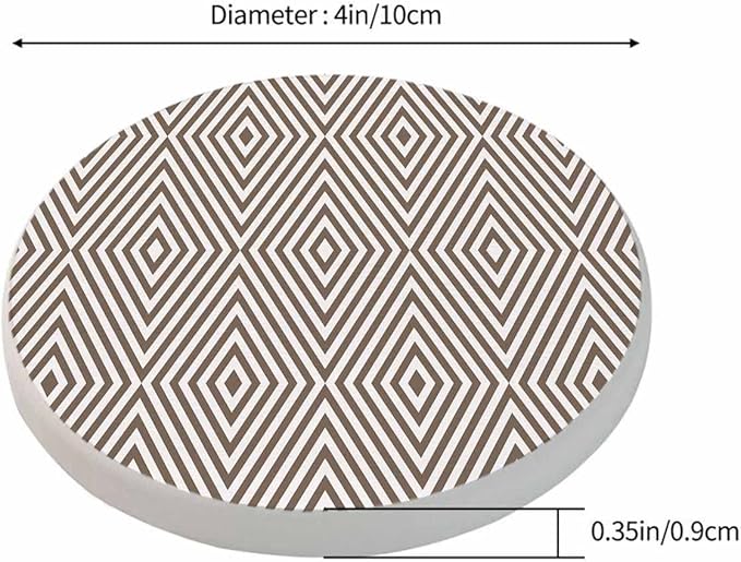 Rhombuses Stripes Anti Slip Coasters Diagonal Lines Chevron Delicate Striped Texture Cups Place Mats for Table Home Decor 4 Inches Living Room Kitchen Coffee Table,2 Pcs