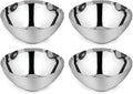 Ahimsa Stainless Steel Bowls for Kids, Durable Pediatrician Designed Toddler Snack Bowl, 12oz, Premium Non Toxic Metal, Easy to Clean & Dishwasher Safe, Set of 4 Classic Silver
