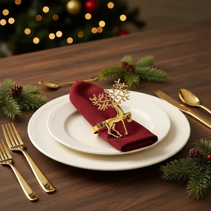 100 Pcs Gold Napkin Rings Bulk Delicate Napkin Holder for Dining Wedding Party Banquet Table Decroration Christmas and Daily Use