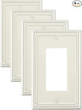 4-Pack Decorator Outlet Cover Plate, Decorative Switch Plates and Outlet Covers, Light Almond Metal Wall Plates for Electrical Outlets, Receptacle, GFCI Outlet, Dimmer Switch