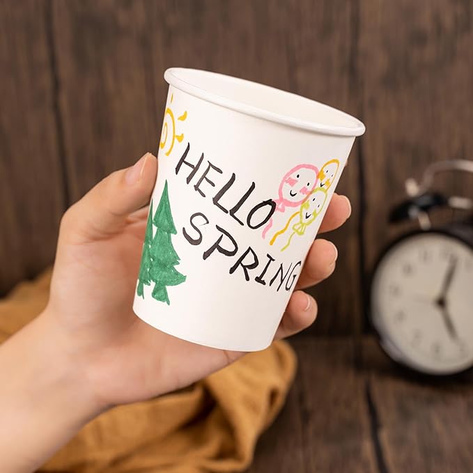 500 Pack Coffee Cups 8 oz White Disposable Paper Cups, Hot Beverage Drinking Cup for Parties, Travel, and Events