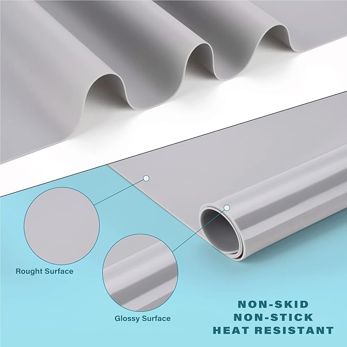 Gartful Silicone Craft Sheet - Large Nonstick Nonskid Mat, Countertop Protector, Table Placemat, Resin Casting Molds Mat, 27.6" x 19.7", Light Gray
