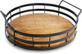 Lazy Susan Turntable Organizer with Handle, Cabinet Pantry Kitchen Countertop - Spinning Spice Rack - Large Round Serving Tray - Made Wood and Sturdy Iron Bars