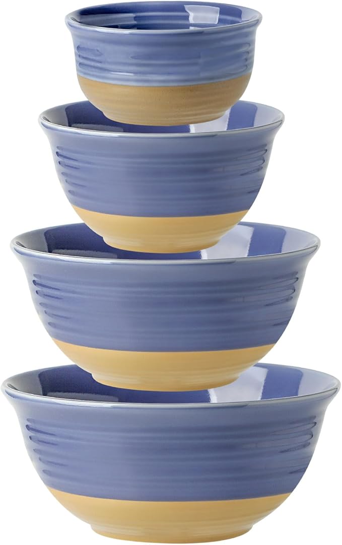 HASENSE Porcelain Mixing Bowls Set, Large Serving Dishes for Entertaining, 2.1/1.5/1.0/0.5 Qt Nesting Serving Bowls for Cooking Salad Baking Popcorn, Dishwasher Microwave Safe, Set of 4, Purple